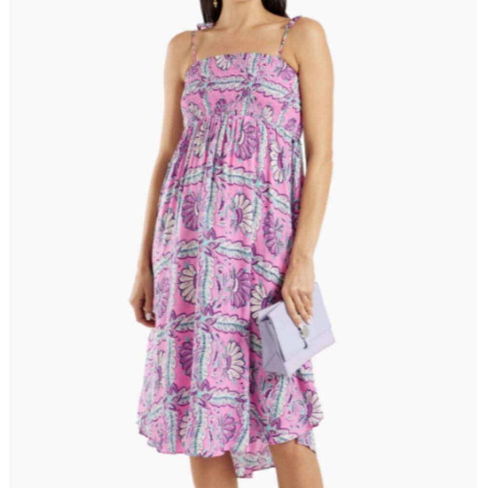 Brand New Antik Batik Shirred Woven Dress - Pink